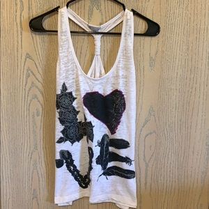 Sheer white tank top with LOVE saying